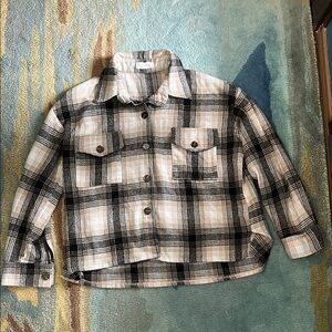 Together Plaid Button Down Shirt - Black and Cream